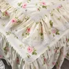 Sängkläder sätter koreanska blommiga ruffle spets kant duvet täckning twin kid girl 100% bomull reversibel ultra mjuk uppsättning