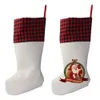 Süblimasyon 4 Renk Noel Çorap Noel Hediyesi Çanta Boş Siyah Ve Beyaz Izgara Isı Transferi Şeker Çorap JJA9290