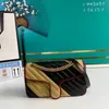 مصمم المرأة الفاخرة خياطة اللحف حقيبة الكتف الصغيرة marmont 443497 الأسود البيج الأحمر سلسلة crossbody أكياس أفضل نوعية الحجم: 26 * 15 * 7 سنتيمتر