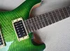 Grön 6 strängar elektrisk gitarr med humbuckers pickups, flam lönnfaner, rosewood fretboard, fågel inlägg, kan anpassas som förfrågan