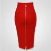 16 färger xl xxl sexig fast dragkedja orange blå svart röd vit rosa bandage kjol kvinnor elastisk bodycon sommar penna kjol 58cm 210730