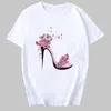 Frauen 2020 Sommer Kurzarm Floral Schuh Mode Dame T-shirts Top T Shirt Damen Frauen Grafik Weibliche T-shirt X0527