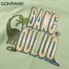 GONTHWID Hommes T-shirts Chemises Harajuku Dinosaure Imprimer T-shirts Mode Été Casual Coton Streetwear Hip Hop À Manches Courtes Tops Homme C0315