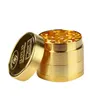 Golden Tobacco Grinder 4 Warstwy 40mm Akcesoria do palenia Spice Suche Zioła Kruszarka Wysokiej Jakości Lokalne Tyrant Gold Aluminium Stopu Ziołowe Szlifierki