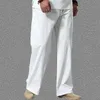 Calças tamanho grande verão homens de algodão alto grande tamanhos de linho de linho de linho de linho calças masculinas macho plus size calça solta homens 210930