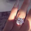 Modeschmuck Klassische Stil Ringe Für Frauen Silber Farbe Noble 4 Klauen Ring Geschenk Zirkonia Square Ehering