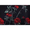 Mode Blume Rote Rosen Druck Frauen Bleistiftröcke Dame Midi Saias Weibliche Faldas Mädchen Schwarze Böden S-4XL Rock Großhandel 210629