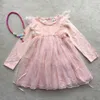 CC rose 1-6Y bébé fille épissage tulle dentelle robe infantile enfant en bas âge princesse tutu volant manches fête enfants guaze vêtements 210529