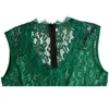 Abito estivo in pizzo a vita alta hollow backless squisita moda verde scollo a V retro abiti lunghi di grandi dimensioni LR81 210531