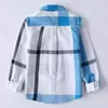 Gfmy zomer 100% katoen vol mouwen mode kids plaid shirt 3-14t casual grote kind kleding kan een jas 220125 zijn