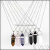 Porte-clés Bijoux D.M. Piedra Pierre Naturelle Cristal Point Pendentif Collier Améthyste Rose Quartz Pendum Guérison Strass Chakra Drop Delive