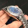 2 ساعة ماسية عالية الجودة 41 مللي متر ساعات رجالي زرقاء رومانية ميكانيكية montre de luxe 2813 ساعات يد ميكانيكية أوتوماتيكية من الفولاذ المقاوم للصدأ مقاومة للماء