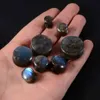 2PCS Natural Labradorite Stone WaterDrop Double Solid Flared Plug Round Gauge Oval Ear Expander Body Piercing Jewelry