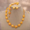 Orecchini Collana Set di gioielli 24K Catene con ciondolo a cuore e anelli per donne Ragazze Set per feste di compleanno africane color oro Dubai