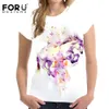 FORUDESIGNS Art Painting Horse Print Women T Shirt Fashion Summer 3D Printed Tshirts Casual Female Tops Tee Shirt Short Tshirts T200516