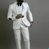 White Ivory Foral Pattern Groom Wedding Tuxedos Unique Mens Party Prom Pants Suits Coat Vest Business Wear Outfit 3 Pieces