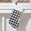 Plaid Christmas Stocking Gift Bag Black and Red Thin Plush Christmass Stockings Gifts Pendant Santa CandyBag Decorations WH0008