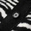 Yitimuceng Zebra Muster Pullover Frauen Strickjacken Gestrickte Mohair V-ausschnitt Koreanische Tops Plus Größe Herbst Frühling Kleidung Japanische 210601