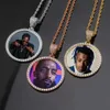 NEW Custom Ice out Large size 62 mm Image Picture Photo Big Round Pendant Necklaces Tennis Chains Cubic Zirconia Hip hop Jewelry