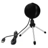 Microfone USB Condensador com Stand Tripé Microfone de karaokê de 360 ​​graus para laptop Mikrofon Set Broadcasting Gravação