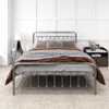 ABD stok metal yatak çerçevesi tam boy vintage başlık ve ayak tahtası ile, sağlam sağlam çelik çıta desteği Yatak vakfı / siyah ve A35
