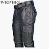 Pantaloni da uomo WEPBEL Uomo Dritto in pelle PU Biker Moto Pantaloni lunghi stile strada allentati Steampunk Rock Roll2802