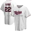 Niestandardowy Miguel Sano # 22 Jersey Szyte Mężczyźni Kobiety Młodzież Kid Baseball Jersey XS-6XL