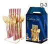 Gift Box Set Stainless Steel Tableware 24-piece Sets Western Steak Cutlery Holiday Party Multi-color Optional WH0124 By sea