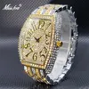 손목 시계 Missfox 진짜 큰 다이얼 반짝이는 얼음 아웃 다이아몬드 일본어- 남성을위한 브랜드 시계 사우디 아라비아 무료 배를 판매하는 사치