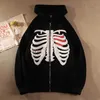 Y2k Skellet Jacket Goth Hoodie Women Harajuku Autumn Zip Up Long Sleeve Aesthetic Sweat Punk Vintage Grunge Clothes Q0901