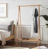 Masif Ahşap Zemin Ceket Askı Yatak Odası Mobilya Basit Japon Kayın Katlanır Raf Oturma Odası Bez Rafları