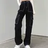 Harajuku y2k multi pockets patchwork baggy hoge taille jeans streetwear 100% katoen vrouwen denim broek losse broek punk 210809