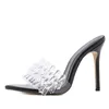 Kapcie PVC Przezroczyste kryształowe kobiety letnie palce stopa wysokie obcasy 12 cm seksowne slajdy damskie sandały imprezowe pompki buty