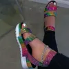 새로운 블링 여성 샌들 신발 쐐기 플랫폼 크리스탈 발목 버클 젤리 샌들 숙녀 여름 패션 야외 여성 해변