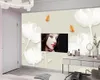 Eleganta vita blommor Heminredning Bakgrund Vackert modernt vardagsrum väggmålning 3D Digital Print Classic Painting Wall Papers