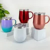 12oz 350ml Sublimation Egg Cup Wine Tumbler Water Mug 18/8 Stainless Steel Insulated Vacuum Double Wall Thermos With Slide Lid Champagne Glass