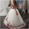Девушка платья пола платье подросток невесты дети для девочек детей ретро кружевной принцесса девушка вечеринка и свадьба