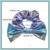 Ponnysvansar Hårsmycken 10 Färg Bowknot Hårband Huvudband Sequin Laser Streamer Slipsar Tjejer Elastisk Swallow Tail Ponytail Band Aessor