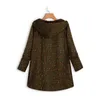 여성용 가을과 겨울 여성 재킷 두꺼운 캐주얼 느슨한 인쇄 단일 브레스트 불규칙한 후드 코트 EN * 211104