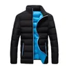 Varm tjocka män Parka Jackor Vinter Casual Mens Outwear Coats Solid Stand Collar Male Windbreak Bomull Polded Down Jacket