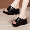 Hausschuhe Kleine Große Größe 32 33-43 Chunky High Heels Slides Damen Plateauschuhe Sommer 2021 Täglich Elegante Büro Strand Wedges Slipper