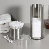 Cotton Swab Organizer roestvrij staal rond Make -up remover katoenen paddispenser dubbele laag container 2103151915075