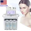 미국의 주식 6in1 Hydra Dermabrasion Aqua Peel Clean Skin Care RF 진공 얼굴 청소 하이드로 워터 족장 미용 기계 미세 박피술