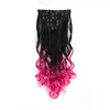 7 stks / set 130G Synthetische Clips Hair Extensions Pieces Ombre Curly Grote Golvende Hoge Temperatuurvezel voor Vrouwen