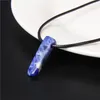 Genezende onregelmatige stenen rechthoek Bar Crystal Quartz Opal hanger ketting lederen kettingen voor mannen vrouwen mode sieraden