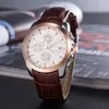 Hot Selling Brand Mens Watches Brown Leather Quartz Multifunction Fashion Casual Watch Montres