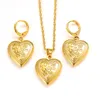 22k Solid Fine Gold 18ct THAI BAHT G/F Necklace earring Virgin Mary Open flower heart Pendant Mam Faith Jewelry Sets Women