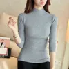 Fashion Solid White and Black Tops Sweaters Winter Long Sleeve Turtleneck Pullovers Womens Sweaters Femme Clothing 5218 211120