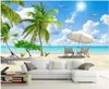 Sfondi Murale personalizzato Carta da parati 3d Po Maldive Paesaggio marino hawaiano Albero di cocco Paesaggio Decor Murales per 3 D