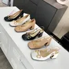 디자이너 클래식 스퀘어 발가락 여성 드레스 신발 발목 스트랩 드레스 신발 가죽 샌들 여자 스트라이프 슬라이드 샌들 상자 크기 33-43